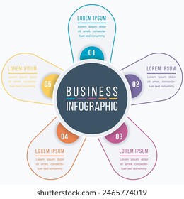 Infographic design 5 steps, objects, elements or options business information template