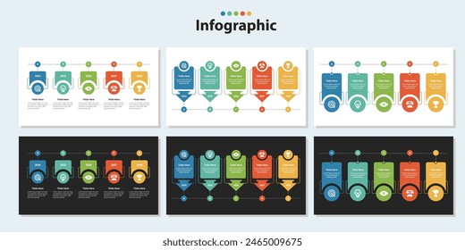 Infographic design 5 steps point or option with icons. Infographic business concept Can be used for info graphics, flow charts, presentations, web sites, banners.