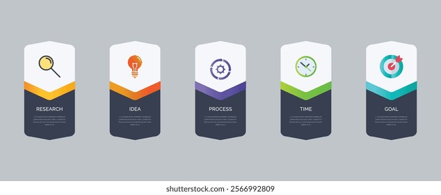 Infographic Design with 5 Steps and Thin Line Icons.eps