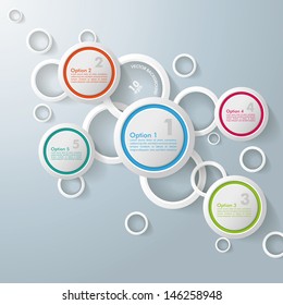 Infographic design with 5options on the grey background. Eps 10 vector file.