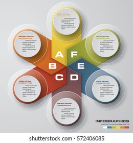Infographic design with 6 options on the grey background. Eps 10 
