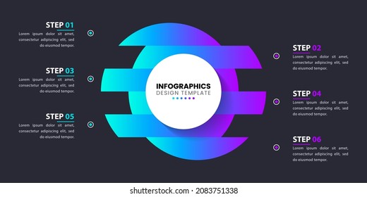Infographic design with 6 options or steps. Can be used for workflow layout, diagram, banner, webdesign. Vector illustration