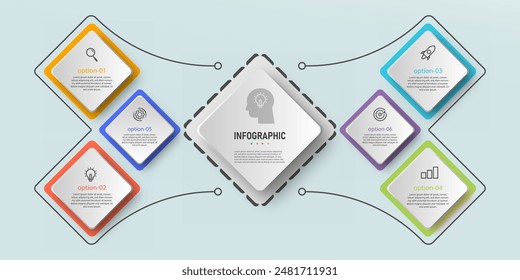 infographic design with 6 options or steps can be used for workflow diagram, info chart, web design. vector illustration.