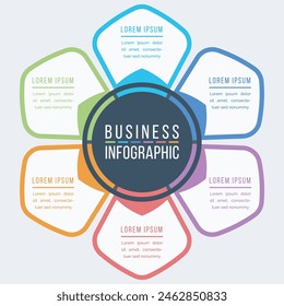 Infographic design 6 Steps, objects, elements or options business information design template