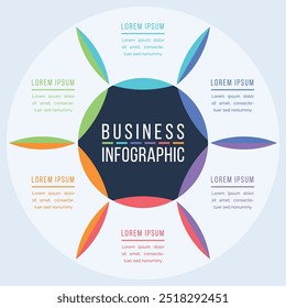 Diseño infográfico 6 pasos, objetos, Elementos u opciones infografía Plantilla de negocios