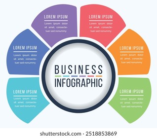 Diseño infográfico 6 Pasos, objetos, Elementos u opciones Plantilla de información empresarial