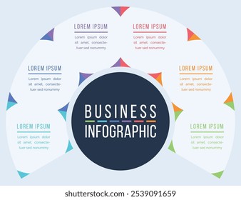 Infográfico design 6 etapas, objetos, elementos ou opções infográfico modelo de negócios