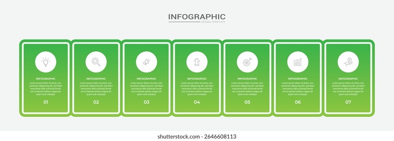 infographic design with 7 options or steps. Infographics for business concept. Can be used for presentations workflow layout, banner, process, diagram, flow chart, info graph, annual report.