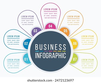 Infographic design 7 steps, objects, elements or options business information template