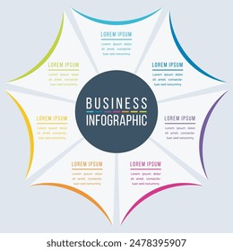 Infographic design 7 Steps, objects, elements or options circle infographic template for business information