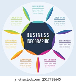 Diseño infográfico 7 pasos, objetos, Elementos u opciones infografía Plantilla de negocios