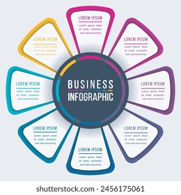 Infographic design 8 Steps, objects, elements or options business information colorful template for business infographic
