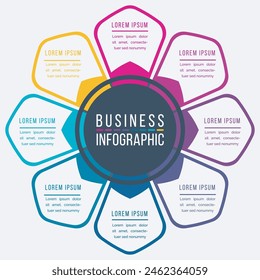 Infographic design 8 Steps, objects, elements or options business information design template