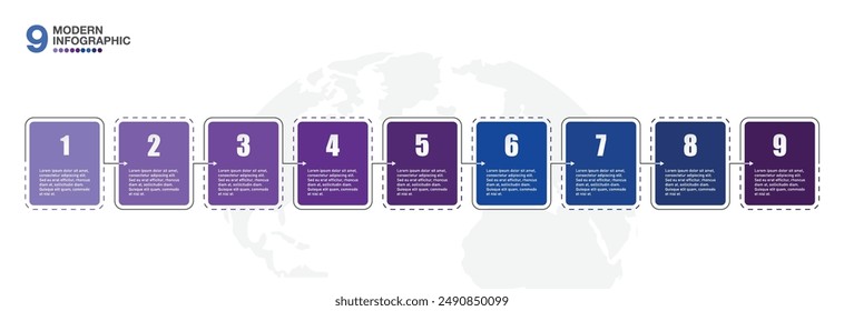 Infographic design 9 options or process and finance icons. Infographics business concept for info graphics, flow charts.