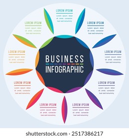 Diseño infográfico 9 pasos, objetos, Elementos u opciones infografía Plantilla de negocios