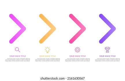 Infographic design with arrows and 4 options or steps.