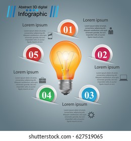 Infographic design. Bulb, Light icon.