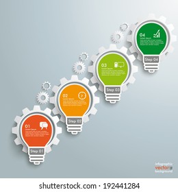 Infographic design with bulb on the grey background. Eps 10 vector file.