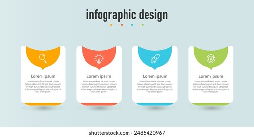 Infographic design business with 4 steps, options can be used for workflow diagram, info chart, web design. vector illustration.