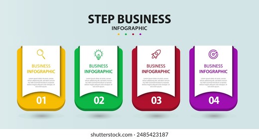 Infographic design business with 4 steps, options can be used for workflow diagram, info chart, web design. vector illustration.