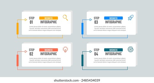 Infographic design business with 4 steps, options can be used for workflow diagram, info chart, web design. vector illustration.