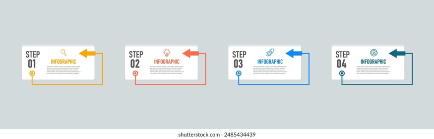 Infographic design business with 4 steps, options can be used for workflow diagram, info chart, web design. vector illustration.