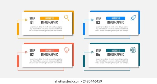 Infographic design business with 4 steps, options can be used for workflow diagram, info chart, web design. vector illustration.