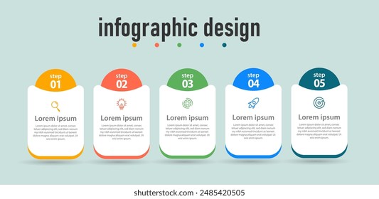 Infographic design business with 5 steps, options can be used for workflow diagram, info chart, web design. vector illustration.