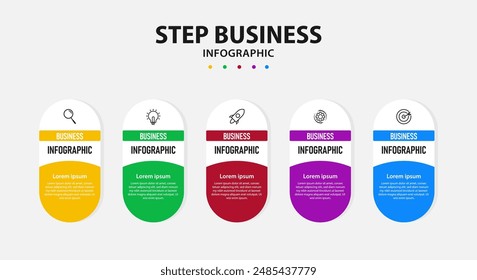 Infographic design business with 5  steps, options can be used for workflow diagram, info chart, web design. vector illustration.