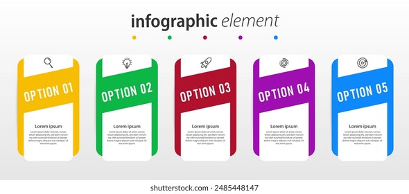Infographic design business with 5 steps, options can be used for workflow diagram, info chart, web design. vector illustration.