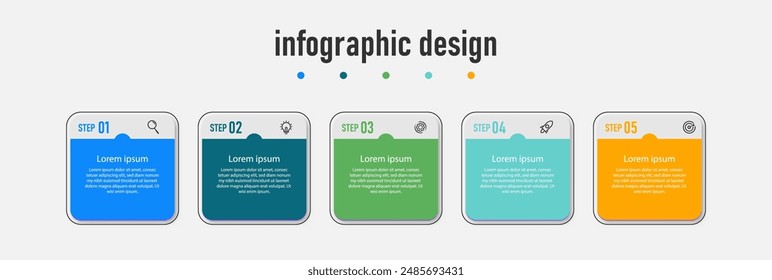 Infographic design business with 5 steps, options can be used for workflow diagram, info chart, web design. vector illustration.