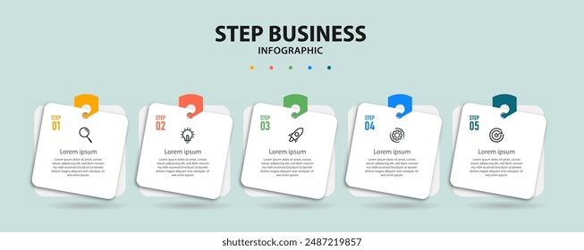 Infographic design business with 5 steps, options can be used for workflow diagram, info chart, web design. vector illustration.