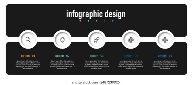 Infographic design business with 5 steps, options can be used for workflow diagram, info chart, web design. vector illustration.