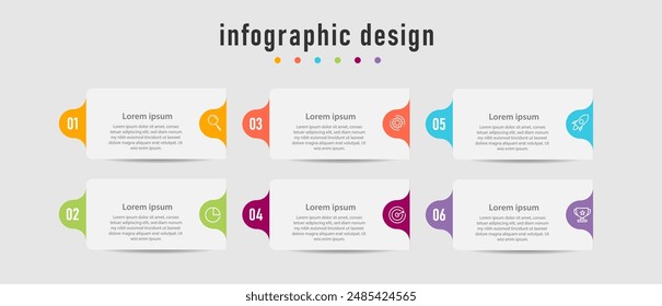 Infographic design business with 6 steps, options can be used for workflow diagram, info chart, web design. vector illustration.