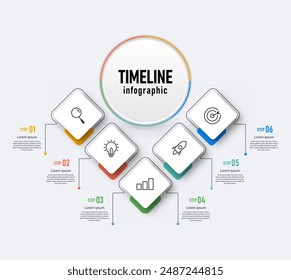 Infographic design business with 6 steps, options can be used for workflow diagram, info chart, web design. vector illustration.