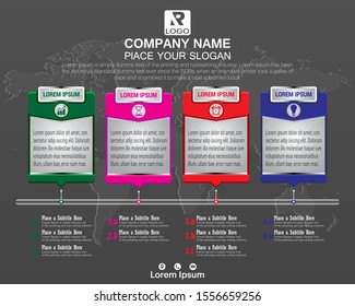 Infographic design for Business concept with 4 options, steps or processes with icons.Vector Format
