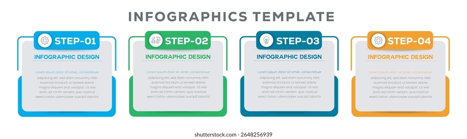 Infographic design for business concept with note papers. Can be used for info graphics, flow charts, presentations, web sites, Business infographic template. 4 Step timeline. vector illustration.