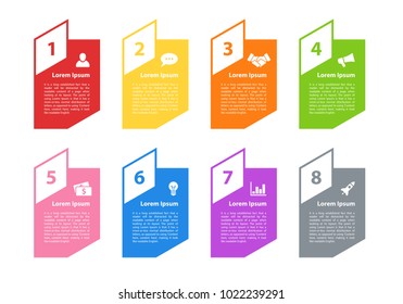 Infographic design business concept vector illustration with 8 steps or options or processes represent work flow or diagram for annual report or presentation