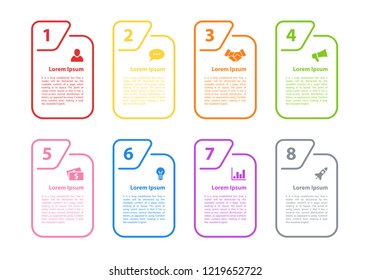 Infographic design business concept vector illustration with 8 steps or options or processes represent workflow or flowchart or diagram for brochure, annual report or presentation 