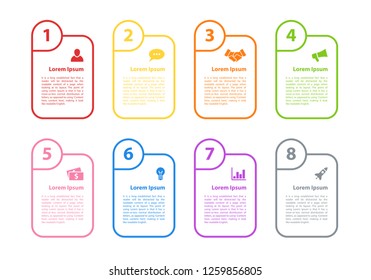Infographic design business concept vector illustration with 8 steps or options or processes represent workflow or flowchart or diagram for brochure, annual report or presentation 