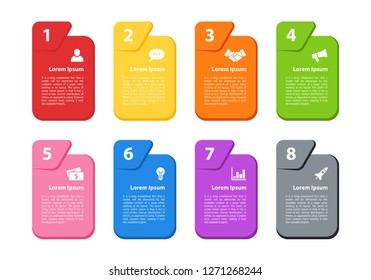 Infographic design business concept vector illustration with 8 steps or options or processes represent workflow or flowchart or diagram for brochure, annual report or presentation 