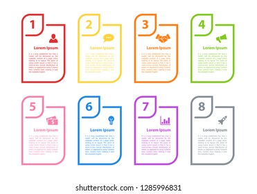 Infographic design business concept vector illustration with 8 steps or options or processes represent workflow or flowchart or diagram for brochure, annual report or presentation 