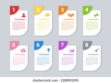 Infographic design business concept vector illustration with 8 steps or options or processes represent work flow or diagram for annual report or presentation