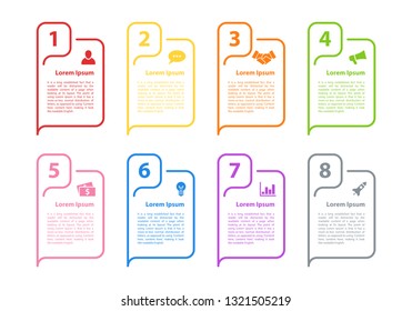 Infographic design business concept vector illustration with 8 steps or options or processes represent work flow or diagram for annual report or presentation