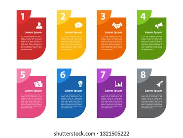 Infographic design business concept vector illustration with 8 steps or options or processes represent work flow or diagram for annual report or presentation