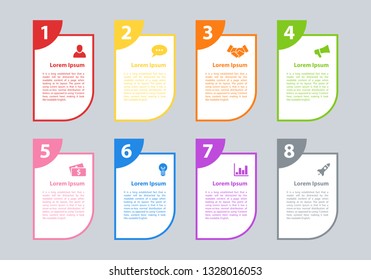 Infographic design business concept vector illustration with 8 steps or options or processes represent work flow or diagram for annual report or presentation