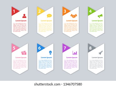 Infographic design business concept vector illustration with 8 steps or options or processes represent work flow or diagram