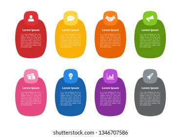 Infographic design business concept vector illustration with 8 steps or options or processes represent work flow or diagram