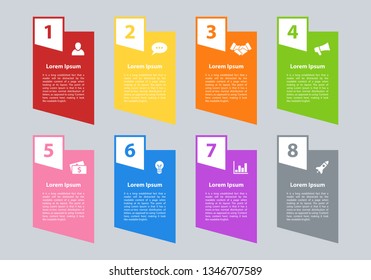 Infographic design business concept vector illustration with 8 steps or options or processes represent work flow or diagram