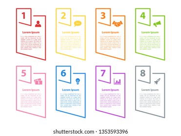 Infographic design business concept vector illustration with 8 steps or options or processes represent work flow or diagram